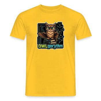 OWLgorythm – Coding-Eule - Männer T-Shirt - Gelb - Vorne - AI Model Male 178 dark (178cm)