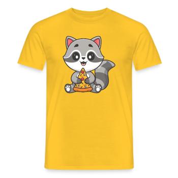 Waschbär-Pizza-Kumpel - Männer T-Shirt - Gelb - Vorne - AI Model Male 178 dark (178cm)