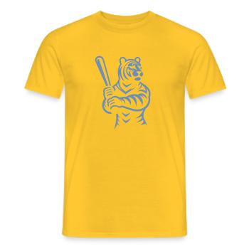 Minimalistische Tiger Baseballspieler Silhouette - Männer T-Shirt - Gelb - Vorne - AI Model Male 178 dark (178cm)
