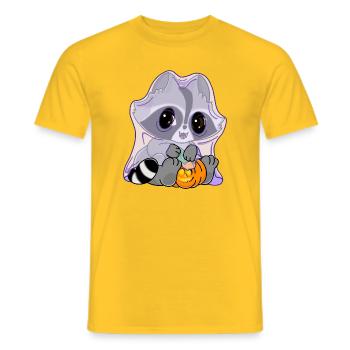 Snuggles der Waschbär im Geisterkostüm - Männer T-Shirt - Gelb - Vorne - AI Model Male 178 dark (178cm)