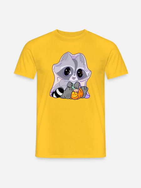 Snuggles der Waschbär im Geisterkostüm - Männer T-Shirt - Gelb