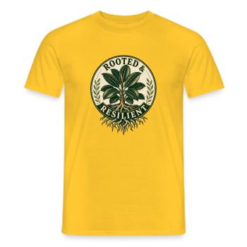 Rooted & Resilient – Vintage Gummibaum - Männer T-Shirt - Gelb - Vorne - AI Model Male 178 dark (178cm)