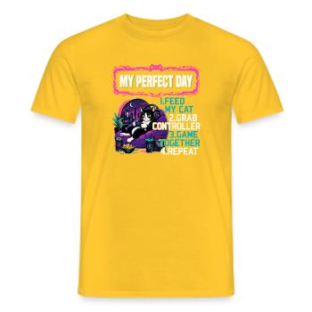 Gamer Gaming Cat Video Game - Männer T-Shirt - Gelb - Vorne - AI Model Male 178 dark (178cm)