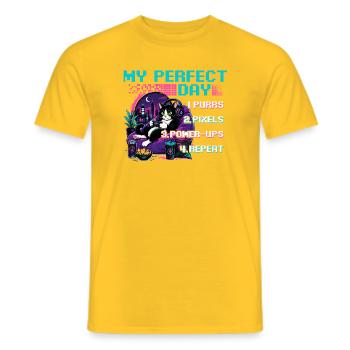 Gamer Gaming Cat Video Game - Männer T-Shirt - Gelb - Vorne - AI Model Male 178 dark (178cm)