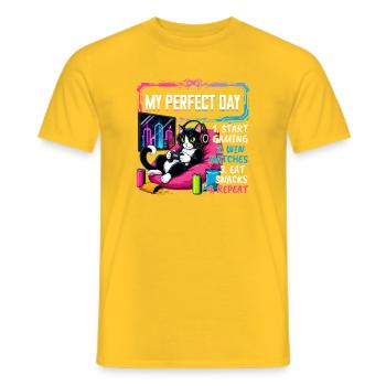 Gamer Gaming Cat Video Game - Männer T-Shirt - Gelb - Vorne - AI Model Male 178 dark (178cm)