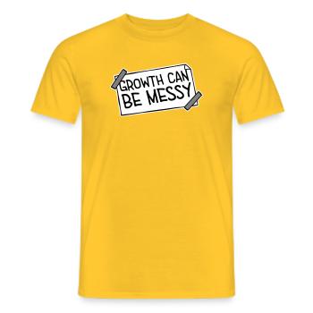 Growth Can Be Messy Personal Growth Quote Logo - Men's T-Shirt - yellow - Front - AI Model Male 178 dark (178cm)