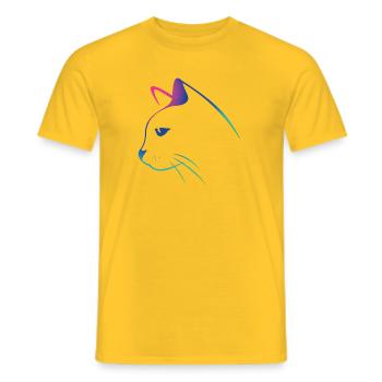 Cat-Line-Zeichnungsgradient - Männer T-Shirt - Gelb - Vorne - AI Model Male 178 dark (178cm)