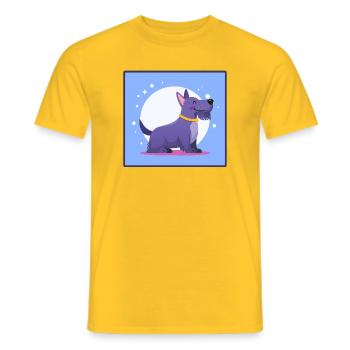 Lila Scottish-Terrier (Comic) - Männer T-Shirt - Gelb - Vorne - AI Model Male 178 dark (178cm)