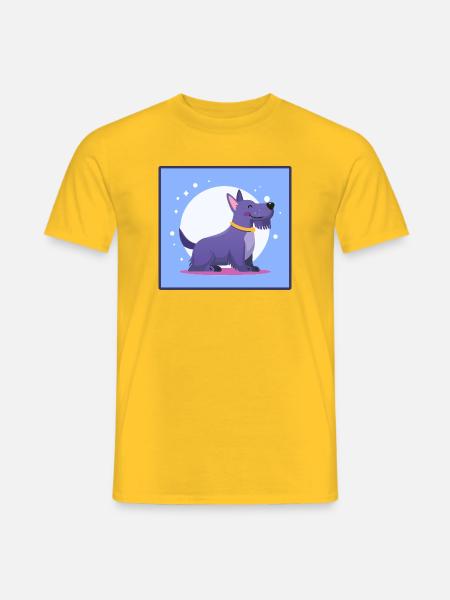 Lila Scottish-Terrier (Comic) - Männer T-Shirt - Gelb