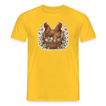 Vintage Bauernhof Huhn Cottagecore Eierkorb - Männer T-Shirt - Gelb - Vorne - AI Model Male 178 dark (178cm)