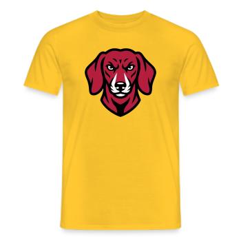 Dackel Maskottchen Logo - Männer T-Shirt - Gelb - Vorne - AI Model Male 178 dark (178cm)