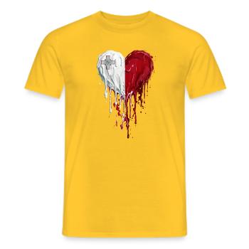 Malta Herz im Doppelton Medizinisch - Männer T-Shirt - Gelb - Vorne - AI Model Male 178 dark (178cm)