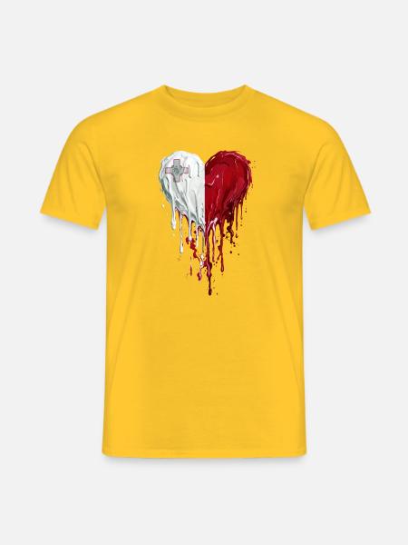 Malta Herz im Doppelton Medizinisch - Männer T-Shirt - Gelb