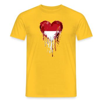 Monaco Tropfendes Herz in Rot-Weiß Flagge - Männer T-Shirt - Gelb - Vorne - AI Model Male 178 dark (178cm)