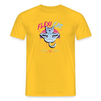 Le Flexi Cat s’étire merveilleusement - T-shirt homme - jaune - Devant - AI Model Male 178 dark (178cm)