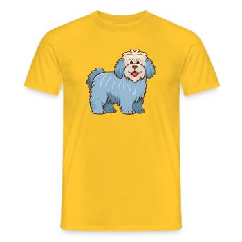 Hellblauer zotteliger Hund (Comic) - Männer T-Shirt - Gelb - Vorne - AI Model Male 178 dark (178cm)
