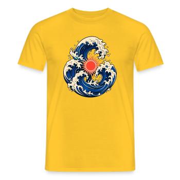 Japanische Wellen der aufgehenden Sonne - Männer T-Shirt - Gelb - Vorne - AI Model Male 178 dark (178cm)