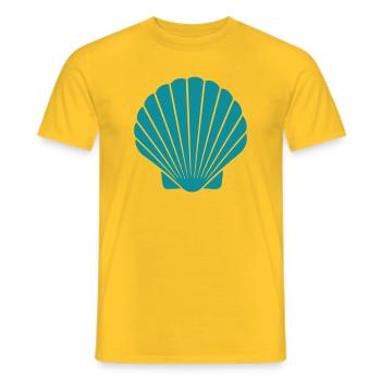 Turquoise Seashell Graphic Beach Motif - Men's T-Shirt - yellow - Front - AI Model Male 178 dark (178cm)
