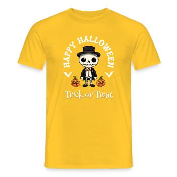 Happy Halloween Skelett Trick Or Treat Geschenk - Männer T-Shirt - Gelb - Vorne - AI Model Male 178 dark (178cm)