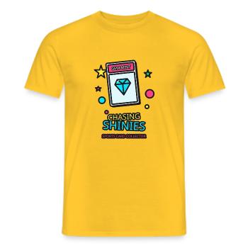 Hunting for Shiny Stones - Sports Card Motif - Men's T-Shirt - yellow - Front - AI Model Male 178 dark (178cm)