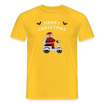 Merry Christmas Pixel Santa Roller Geschenk - Männer T-Shirt - Gelb - Vorne - AI Model Male 178 dark (178cm)