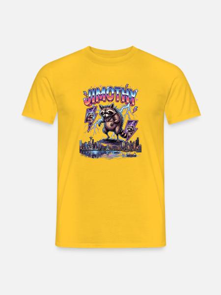 JIMOTHY Waschbär Retro - Männer T-Shirt - Gelb