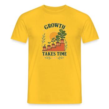 Growth Takes Time – Pflanzen Wachstum Retro - Männer T-Shirt - Gelb - Vorne - AI Model Male 178 dark (178cm)