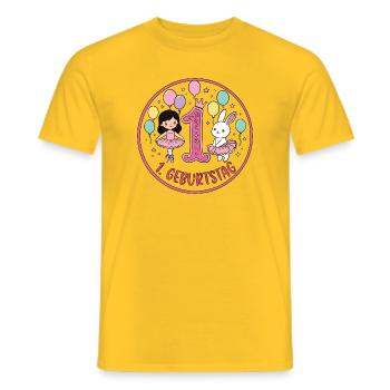 Erstes Geburtstagsballerina - Männer T-Shirt - Gelb - Vorne - AI Model Male 178 dark (178cm)