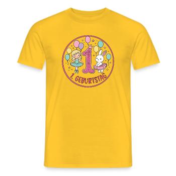 Erstes Geburtstag: Ballerina & Hase - Männer T-Shirt - Gelb - Vorne - AI Model Male 178 dark (178cm)
