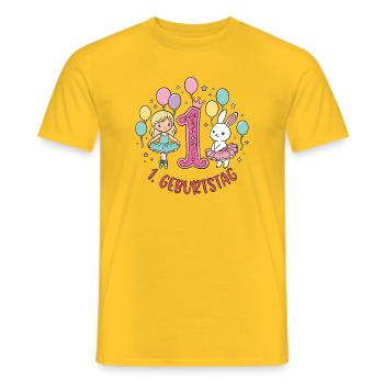 Erster Geburtstag Mädchen Hase - Männer T-Shirt - Gelb - Vorne - AI Model Male 178 dark (178cm)