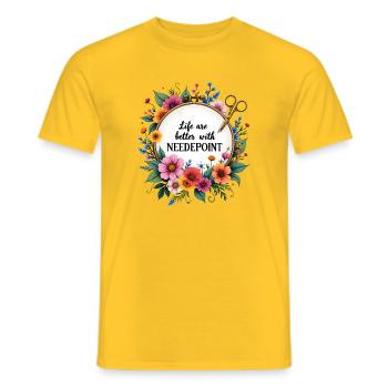 Life Are Better with Needlepoint - Männer T-Shirt - Gelb - Vorne - AI Model Male 178 dark (178cm)
