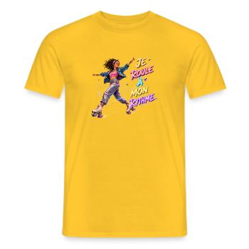 Rythme Neon en Roller - T-shirt homme - jaune - Devant - AI Model Male 178 dark (178cm)