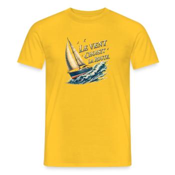 Vent et Voile: Route maritime - T-shirt homme - jaune - Devant - AI Model Male 178 dark (178cm)