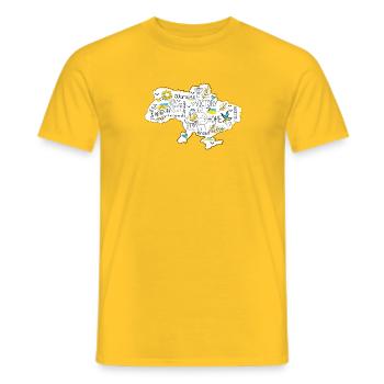 Ukraine-Sieg-Karten-Doodle - Männer T-Shirt - Gelb - Vorne - AI Model Male 178 dark (178cm)
