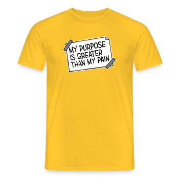 My Purpose Is Greater Than My Pain Meaning Quote Logo - Men's T-Shirt - yellow - Front - AI Model Male 178 dark (178cm)