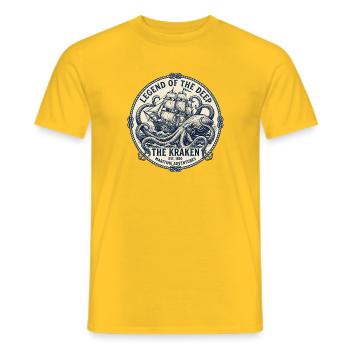 Vintage Kraken Sea Monster Emblem Maritime Ship - Männer T-Shirt - Gelb - Vorne - AI Model Male 178 dark (178cm)