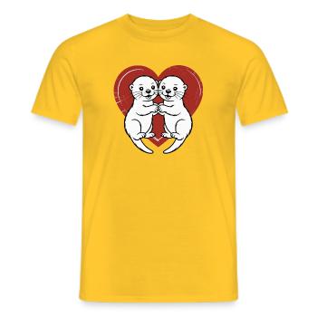 Verliebte Otter - Männer T-Shirt - Gelb - Vorne - AI Model Male 178 dark (178cm)