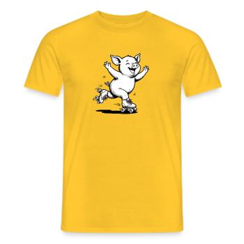 Süßer Rollschuhlaufender Schweinsklittschuhläufer - Männer T-Shirt - Gelb - Vorne - AI Model Male 178 dark (178cm)