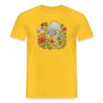 Spinosaurus Skelett mit Blumen - Männer T-Shirt - Gelb - Vorne - AI Model Male 178 dark (178cm)