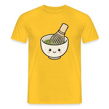 Süße Kawaii-Matcha-Schüssel mit Schneebesen - Männer T-Shirt - Gelb - Vorne - AI Model Male 178 dark (178cm)