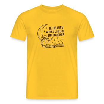 Je lis bien après l'heure du coucher - Livre - T-shirt homme - jaune - Devant - AI Model Male 178 dark (178cm)
