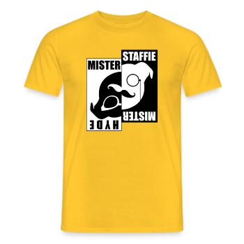 Mister Staffie Mister Hyde - 030 - Men's T-Shirt - yellow - Front - AI Model Male 178 dark (178cm)