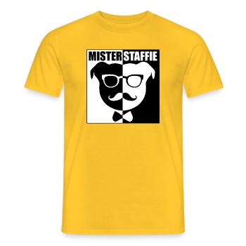 Herr Staffie - 011 - Männer T-Shirt - Gelb - Vorne - AI Model Male 178 dark (178cm)