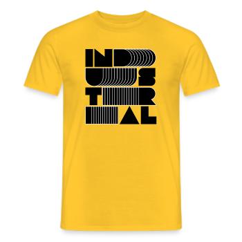industrial Music Stacked Typography - Men's T-Shirt - yellow - Front - AI Model Male 178 dark (178cm)