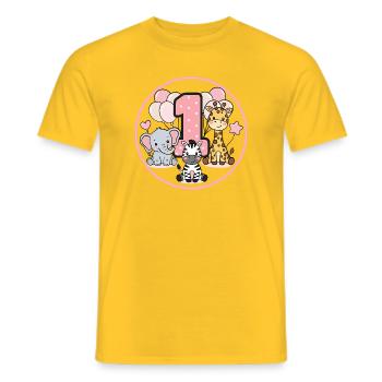 First Birthday Wildlife 1 - Men's T-Shirt - yellow - Front - AI Model Male 178 dark (178cm)
