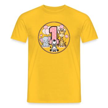 First Birthday Animal Friends Circle - Men's T-Shirt - yellow - Front - AI Model Male 178 dark (178cm)