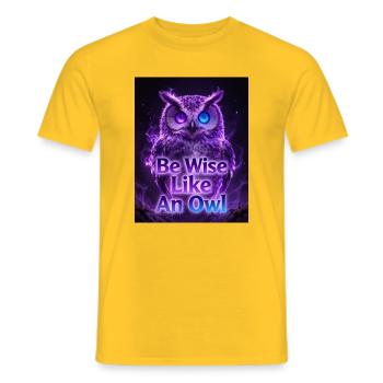 Be Wise Like An Owl - Neon Purple - Männer T-Shirt - Gelb - Vorne - AI Model Male 178 dark (178cm)