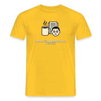 Meeting-Überlebens-Tasse - Männer T-Shirt - Gelb - Vorne - AI Model Male 178 dark (178cm)