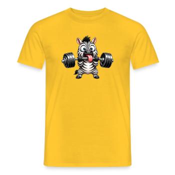 Zebra mit Hantel Comic Bodybuilding Cartoon - Männer T-Shirt - Gelb - Vorne - AI Model Male 178 dark (178cm)