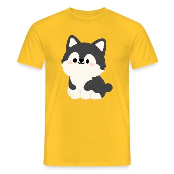 Kawaii Husky-Welpen-Illustration - Männer T-Shirt - Gelb - Vorne - AI Model Male 178 dark (178cm)
